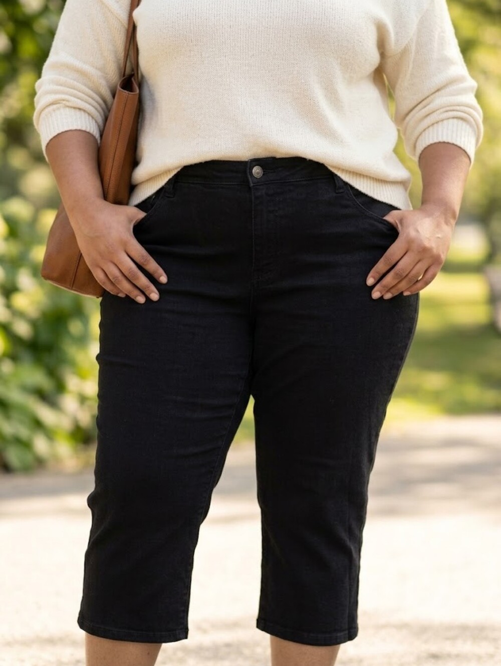 Lee 24W Plus Size Minimalist Black Denim Capris High Low Casual Chic Y2k